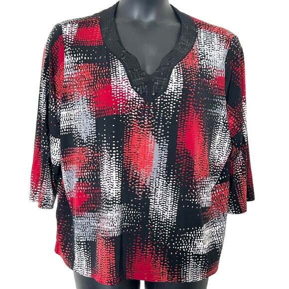 Alfred Dunner Womens Plus size 2X Sleeve Sequin Neckline Blouse - Picture 1 of 10